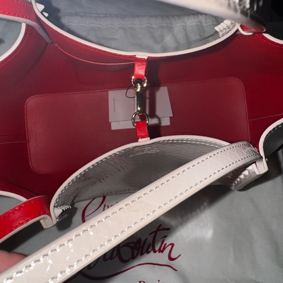 Christian Louboutin Cabarock Spike Snakeskin Embossed Leather Tote - Picture 2 of 7